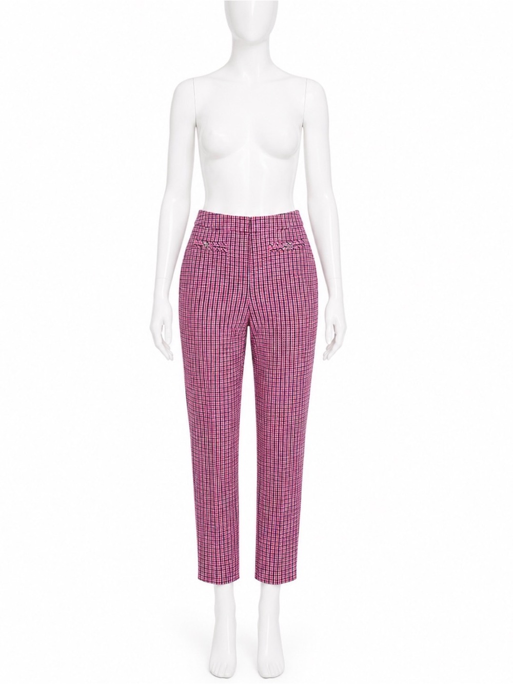 NWT Cato Womens Pants Size 26W Houndstooth Slim Leg High Rise Pink Black